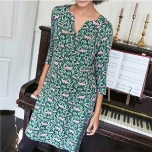 Boden RARE Alexandra Emerald night field fox dress US 2R UK 6R